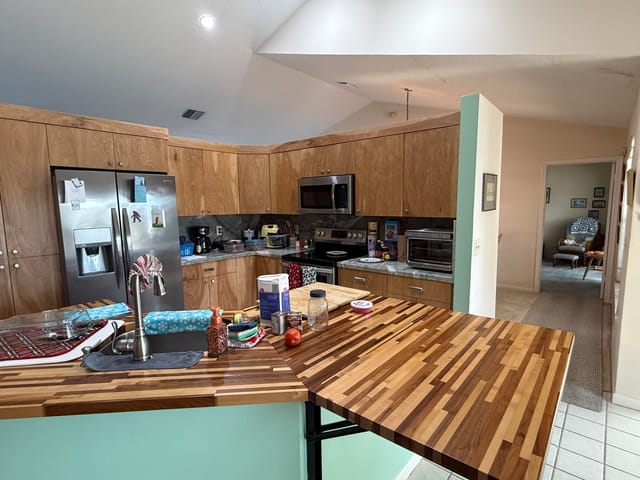 the kitchen