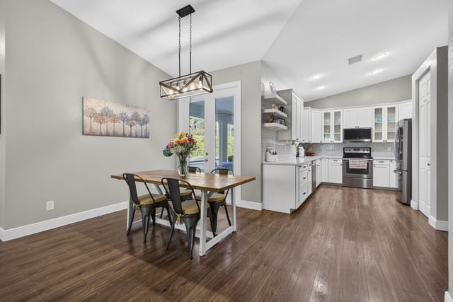 Dining room and kitchen