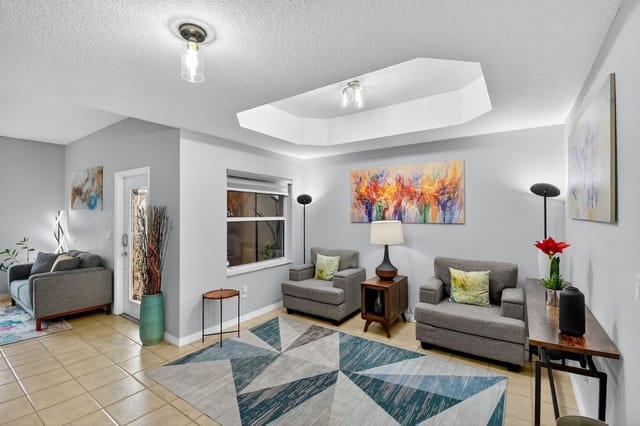 Living and dining areas.