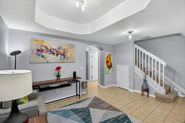 Entry view into spacious living areas.